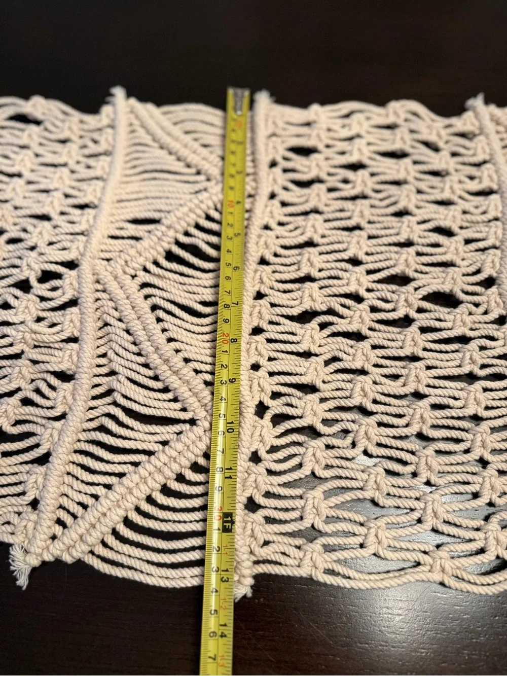 Handwoven Macramé Table Runner Boho Fringe Cotton Linen Natural Cream Rope Spain